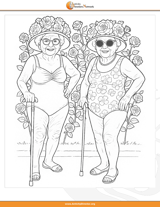Adult Coloring Page for Seniors in Summer