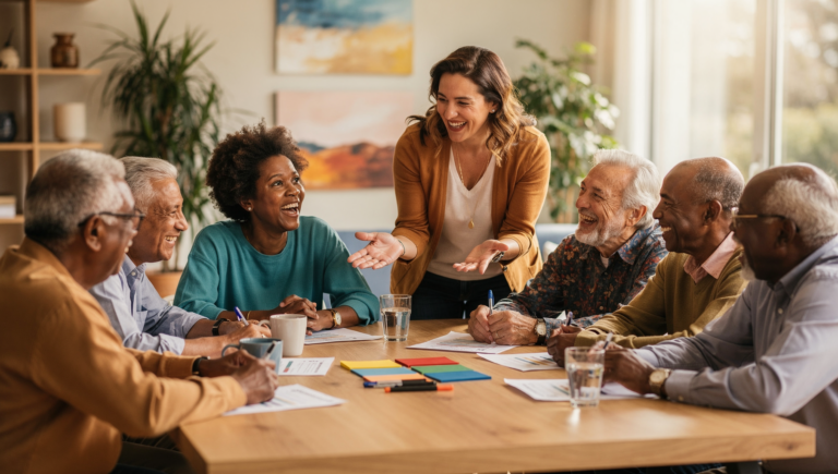 Activity Director working with residents in a meaningful senior living environment