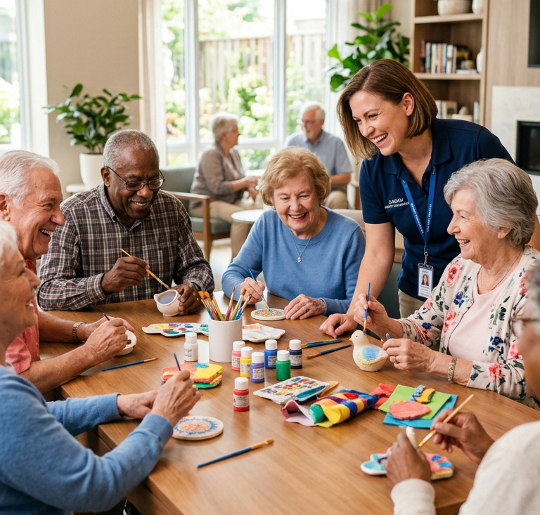 Activity Director Hosting an Activity at Senior Living