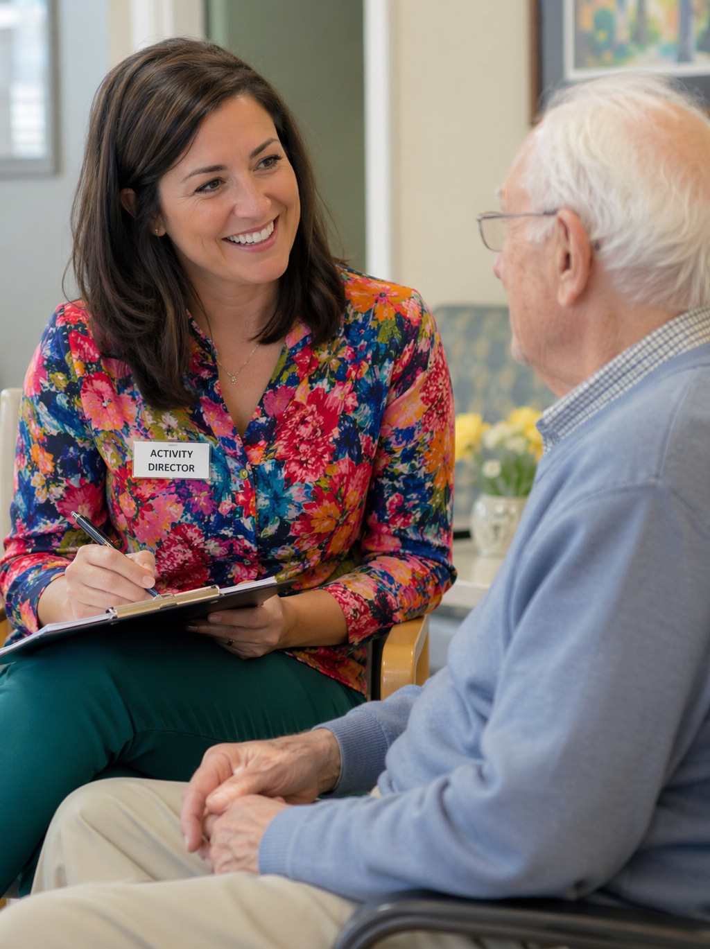 Activity Director working on individualized care plan