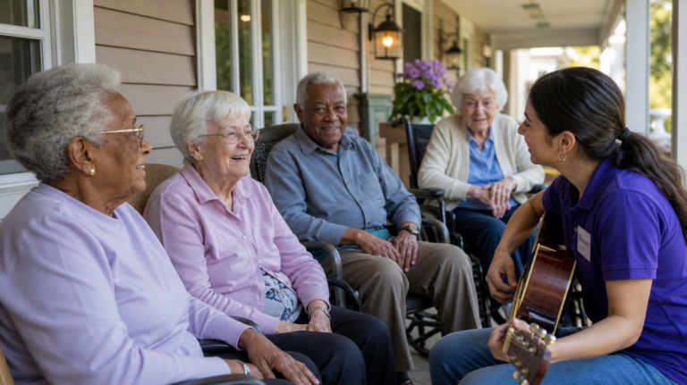 Residents enjoying music therapy