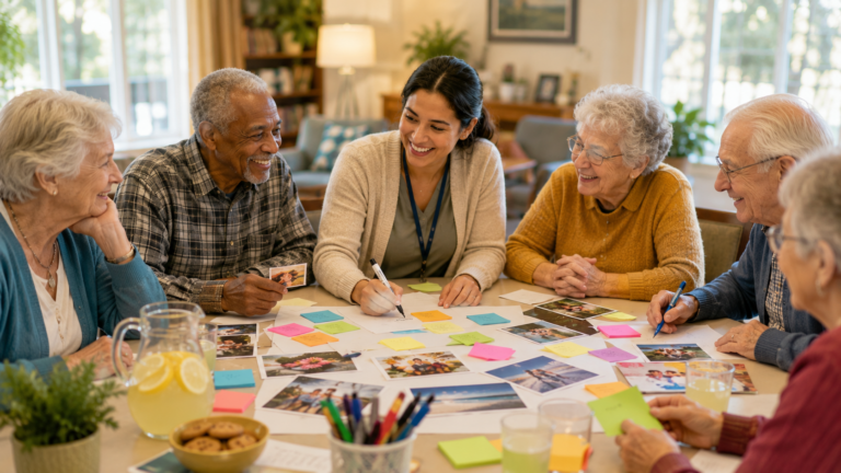 Activity Director brainstorming activity ideas with residents.