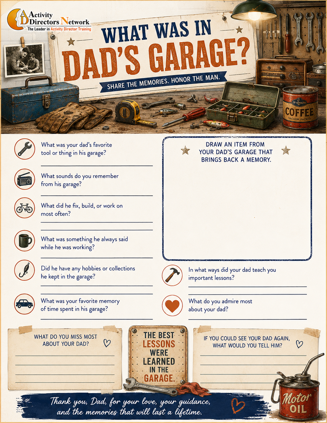 What Was in Dad's Garage worksheet printable