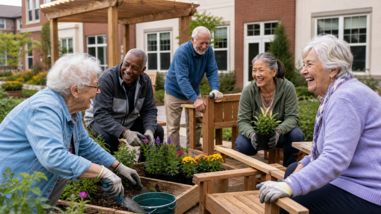 Group Activities in Senior Living Gardening Project