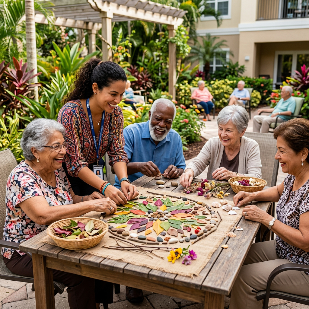 Residents experiencing nature and outdoor engagement in senior living